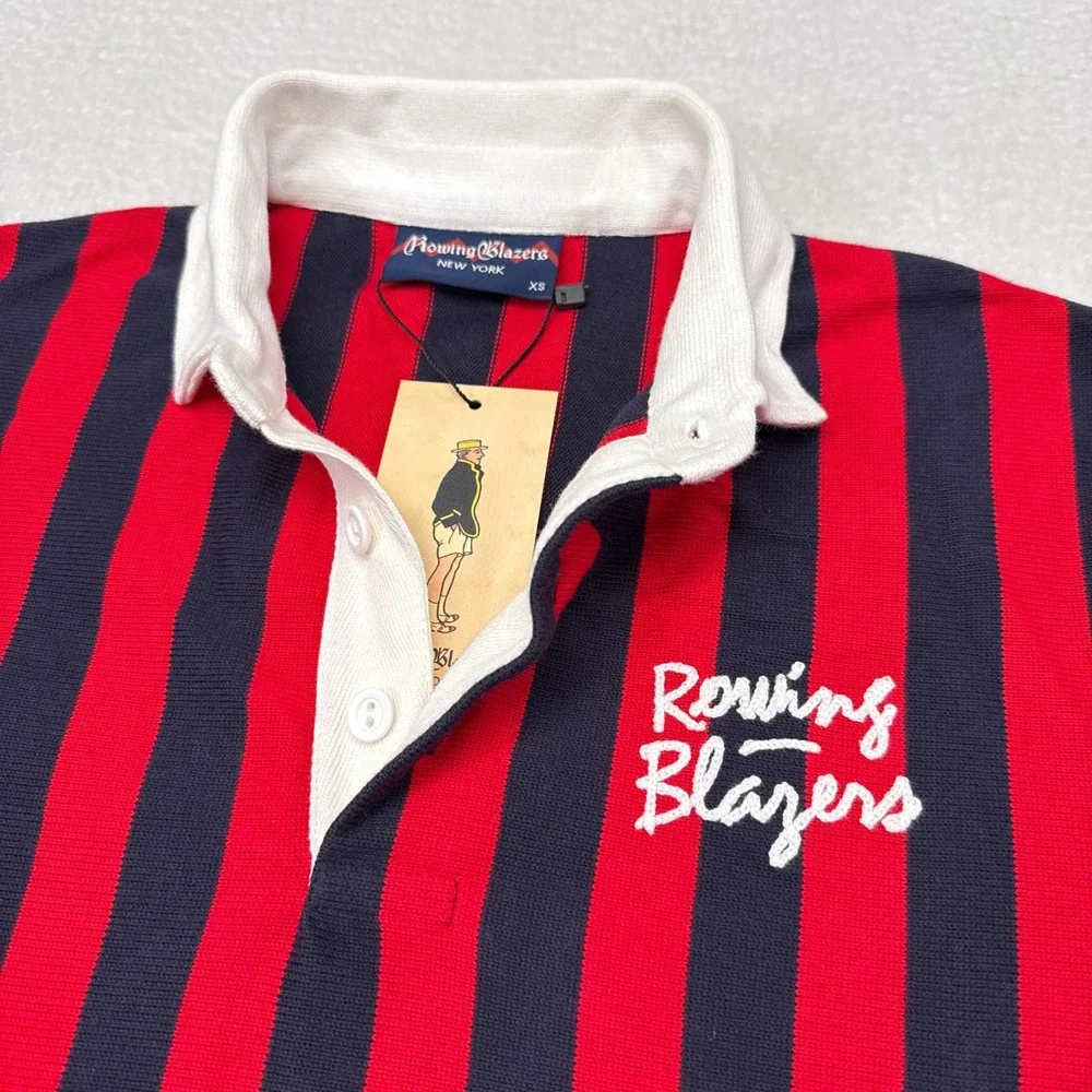 Rowing Blazers Rugby Shirt Mens Size XS Red Blue Striped Academia Varsity NEW - Picture 3 of 11